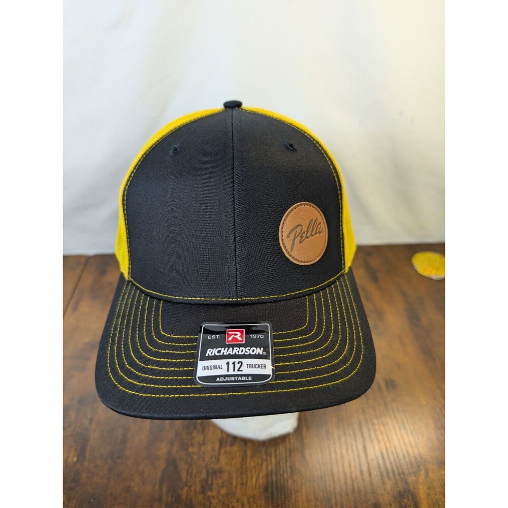 NWT Richardson 112 Trucker Hat Pella Windows Doors Leather Patch Snapback Cap...
